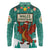 Wales Christmas Long Sleeve Polo Shirt with Red Dragon Santa Sleigh and Festive Green Snowflake - Wonder Print Shop