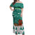 Wales Christmas Off Shoulder Maxi Dress with Red Dragon Santa Sleigh and Festive Green Snowflake - Wonder Print Shop