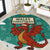Wales Christmas Round Carpet with Red Dragon Santa Sleigh and Festive Green Snowflake - Wonder Print Shop