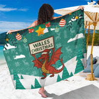 Wales Christmas Sarong with Red Dragon Santa Sleigh and Festive Green Snowflake - Wonder Print Shop
