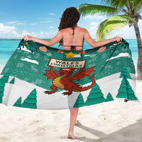 Wales Christmas Sarong with Red Dragon Santa Sleigh and Festive Green Snowflake - Wonder Print Shop