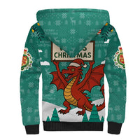 Wales Christmas Sherpa Hoodie with Red Dragon Santa Sleigh and Festive Green Snowflake - Wonder Print Shop