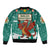 Wales Christmas Sleeve Zip Bomber Jacket with Red Dragon Santa Sleigh and Festive Green Snowflake - Wonder Print Shop