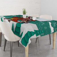 Wales Christmas Tablecloth with Red Dragon Santa Sleigh and Festive Green Snowflake - Wonder Print Shop