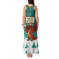 Wales Christmas Tank Maxi Dress with Red Dragon Santa Sleigh and Festive Green Snowflake - Wonder Print Shop