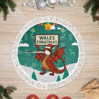 Wales Christmas Tree Skirt with Red Dragon Santa Sleigh and Festive Green Snowflake - Wonder Print Shop