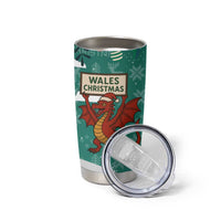 Wales Christmas Tumbler Cup with Red Dragon Santa Sleigh and Festive Green Snowflake - Wonder Print Shop