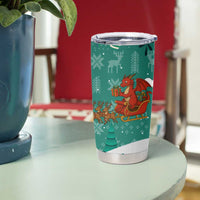 Wales Christmas Tumbler Cup with Red Dragon Santa Sleigh and Festive Green Snowflake - Wonder Print Shop