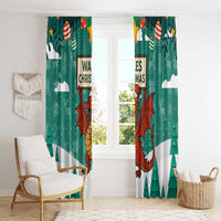Wales Christmas Window Curtain with Red Dragon Santa Sleigh and Festive Green Snowflake - Wonder Print Shop