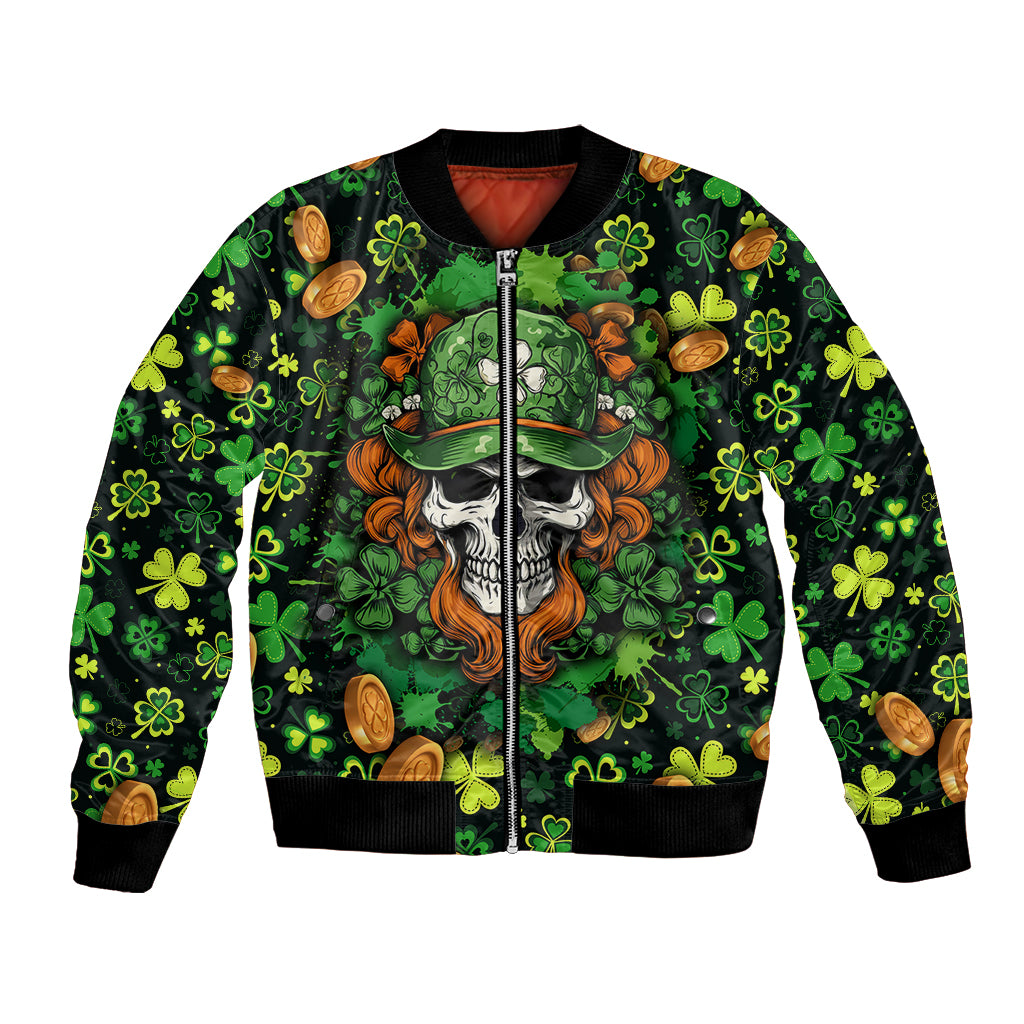 Happy St. Patrick's Day Skull Bomber Jacket - Wonder Print Shop