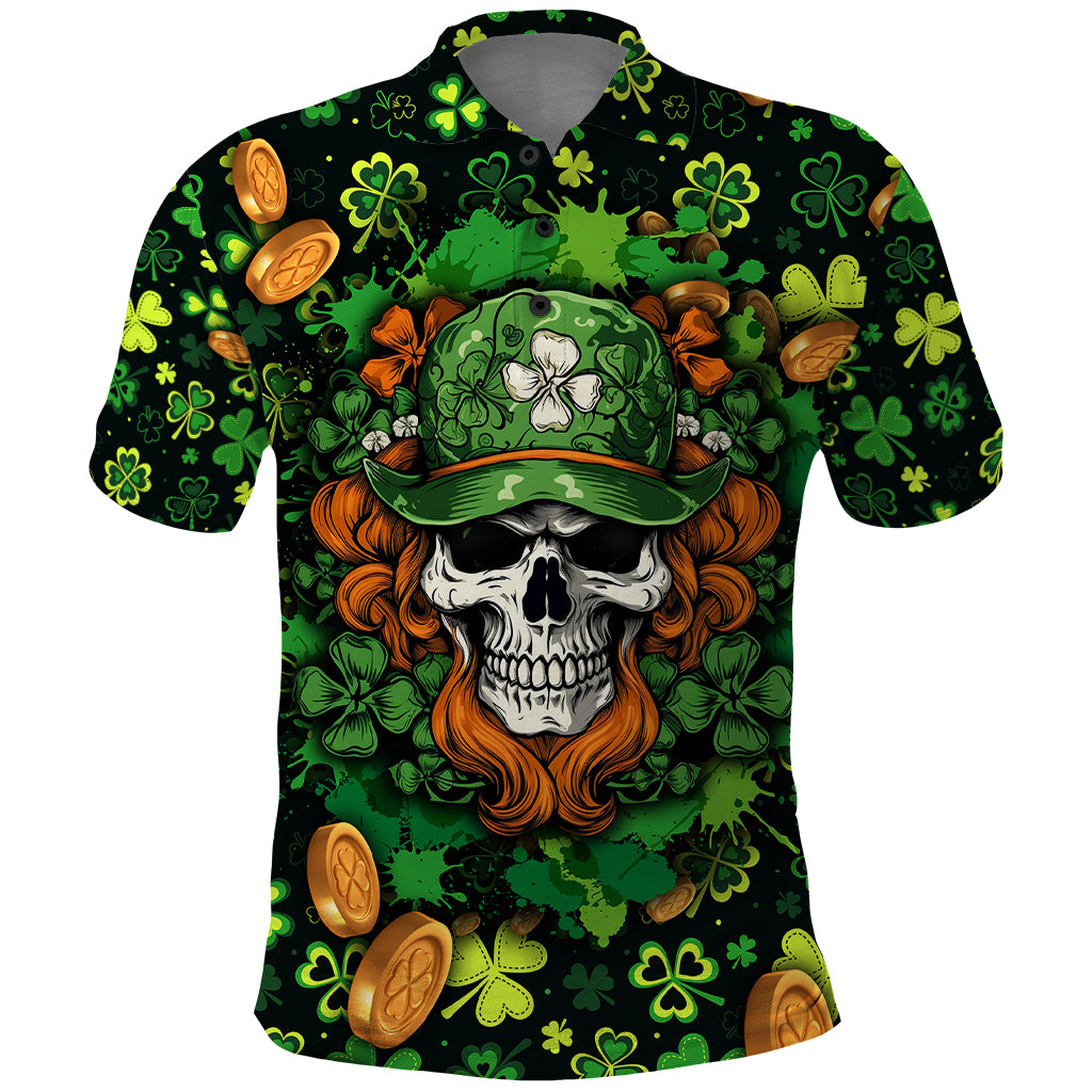 Happy St. Patrick's Day Skull Polo Shirt - Wonder Print Shop