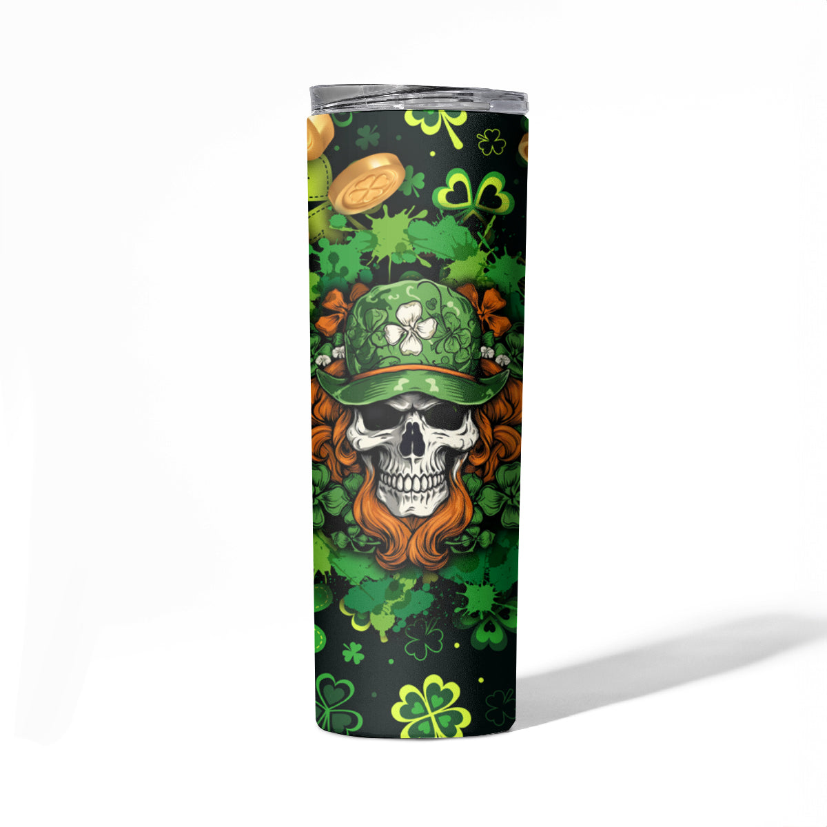 Happy St. Patrick's Day Skull Skinny Tumbler - Wonder Print Shop