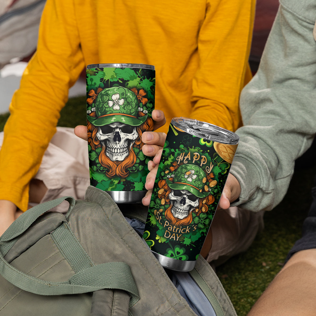 Happy St. Patrick's Day Skull Tumbler Cup - Wonder Print Shop