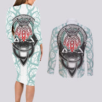 Vking Odin Couples Matching Long Sleeve Bodycon Dress and Long Sleeve Button Shirts God Of Asgard - Wonder Print Shop
