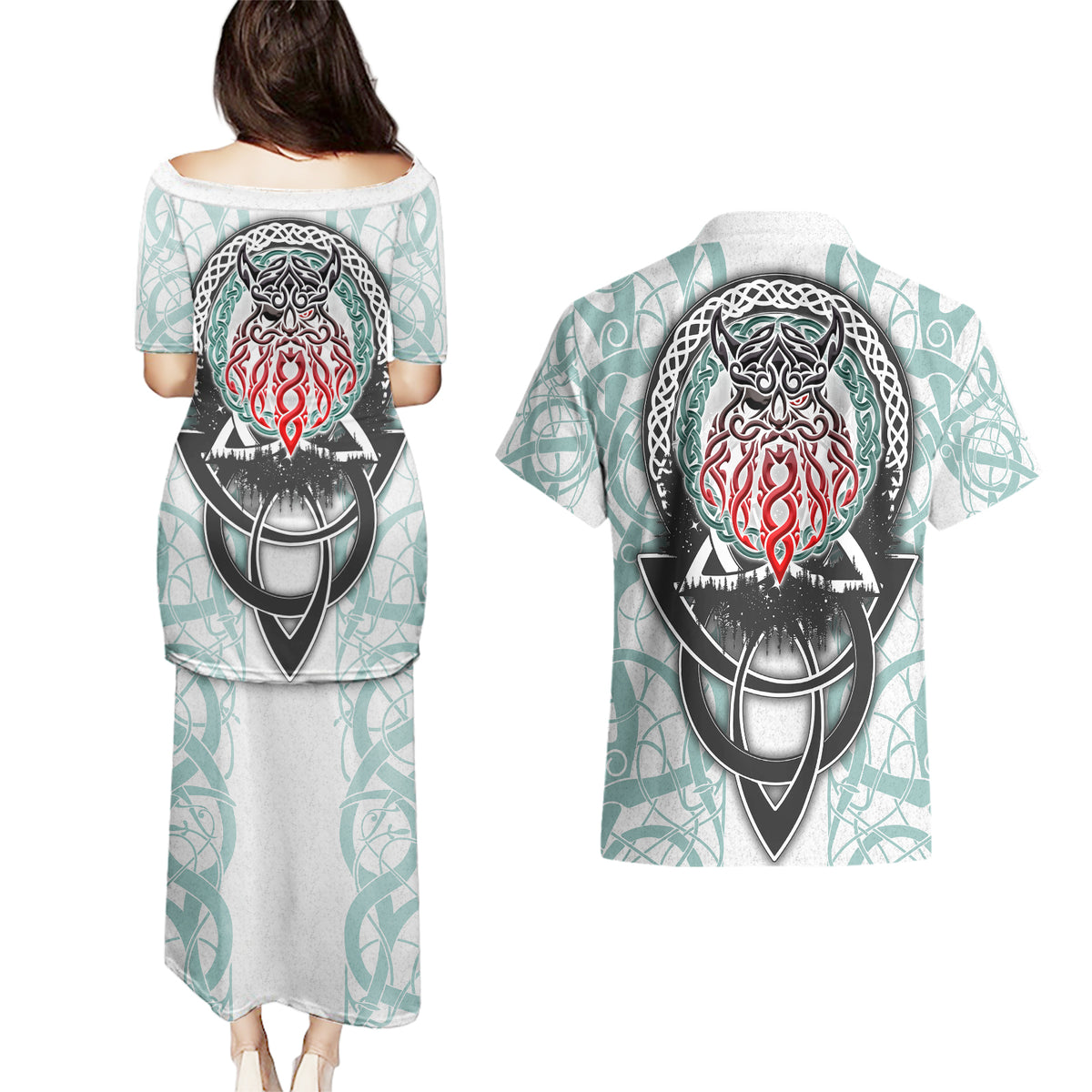 Vking Odin Couples Matching Puletasi Dress and Hawaiian Shirt God Of Asgard - Wonder Print Shop