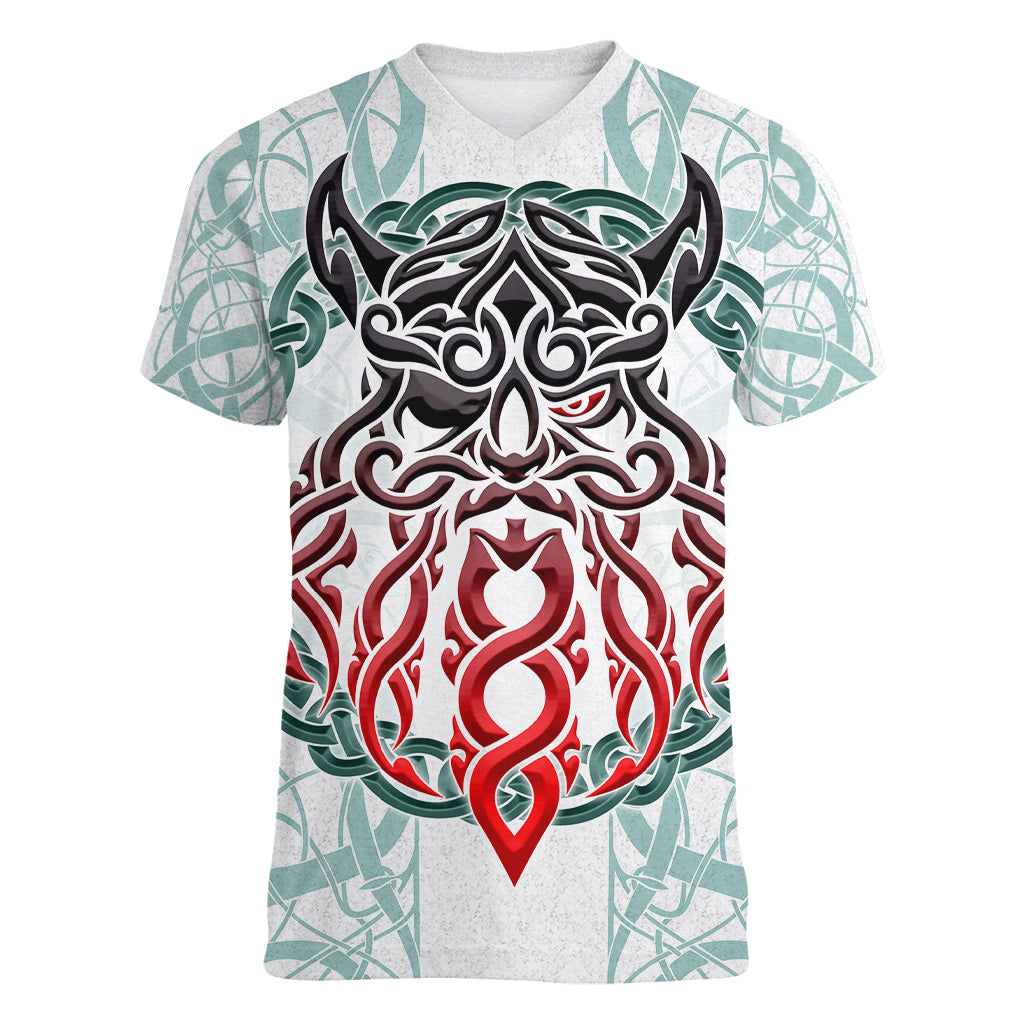 Vking Odin Women V Neck T Shirt God Of Asgard - Wonder Print Shop