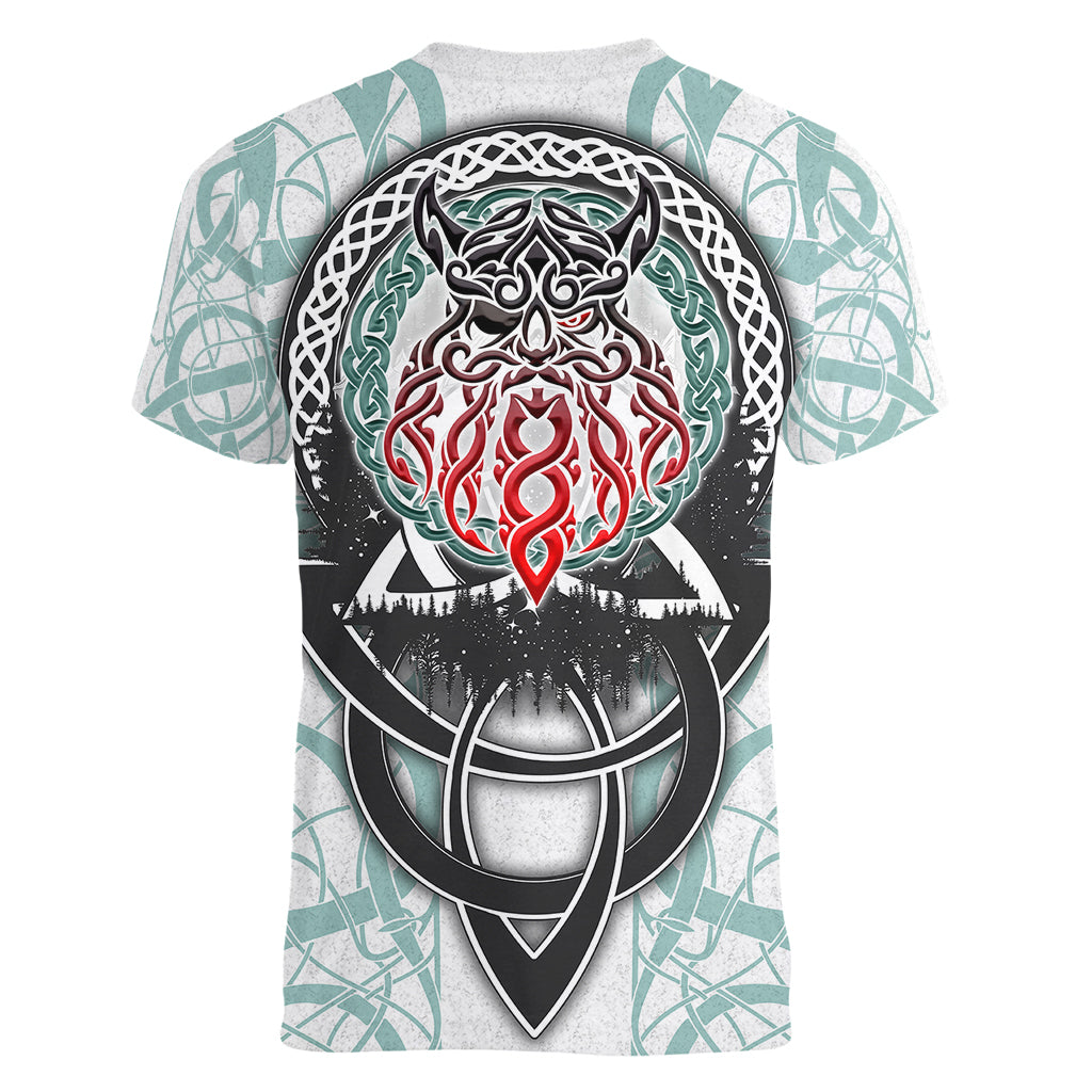 Vking Odin Women V Neck T Shirt God Of Asgard - Wonder Print Shop