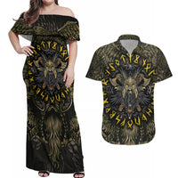 Viking Warrior Couples Matching Off Shoulder Maxi Dress and Hawaiian Shirt - Wonder Print Shop