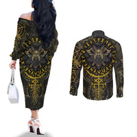 viking-warrior-couples-matching-off-the-shoulder-long-sleeve-dress-and-long-sleeve-button-shirts