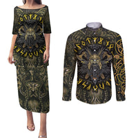 Viking Warrior Couples Matching Puletasi Dress and Long Sleeve Button Shirts - Wonder Print Shop