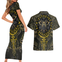 Viking Warrior Couples Matching Short Sleeve Bodycon Dress and Hawaiian Shirt - Wonder Print Shop