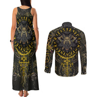 Viking Warrior Couples Matching Tank Maxi Dress and Long Sleeve Button Shirts - Wonder Print Shop