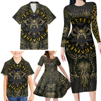 Viking Warrior Family Matching Long Sleeve Bodycon Dress and Hawaiian Shirt - Wonder Print Shop