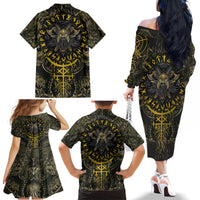 Viking Warrior Family Matching Off Shoulder Long Sleeve Dress and Hawaiian Shirt - Wonder Print Shop
