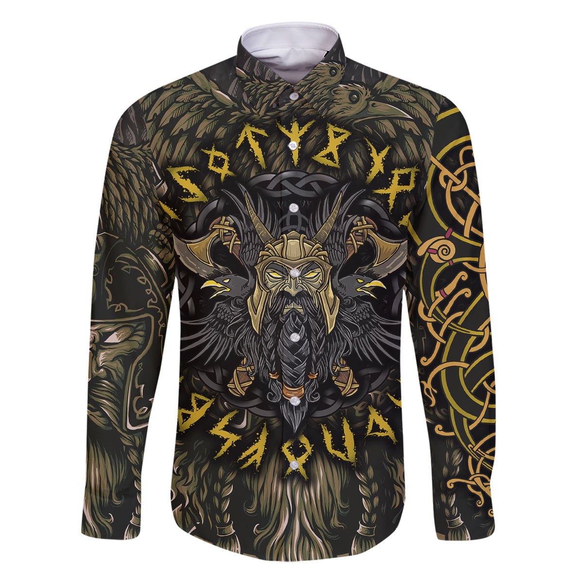 Viking Warrior Family Matching Off Shoulder Long Sleeve Dress and Hawaiian Shirt - Wonder Print Shop