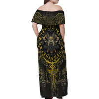 Viking Warrior Family Matching Off Shoulder Maxi Dress and Hawaiian Shirt - Wonder Print Shop