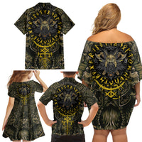Viking Warrior Family Matching Off Shoulder Short Dress and Hawaiian Shirt - Wonder Print Shop