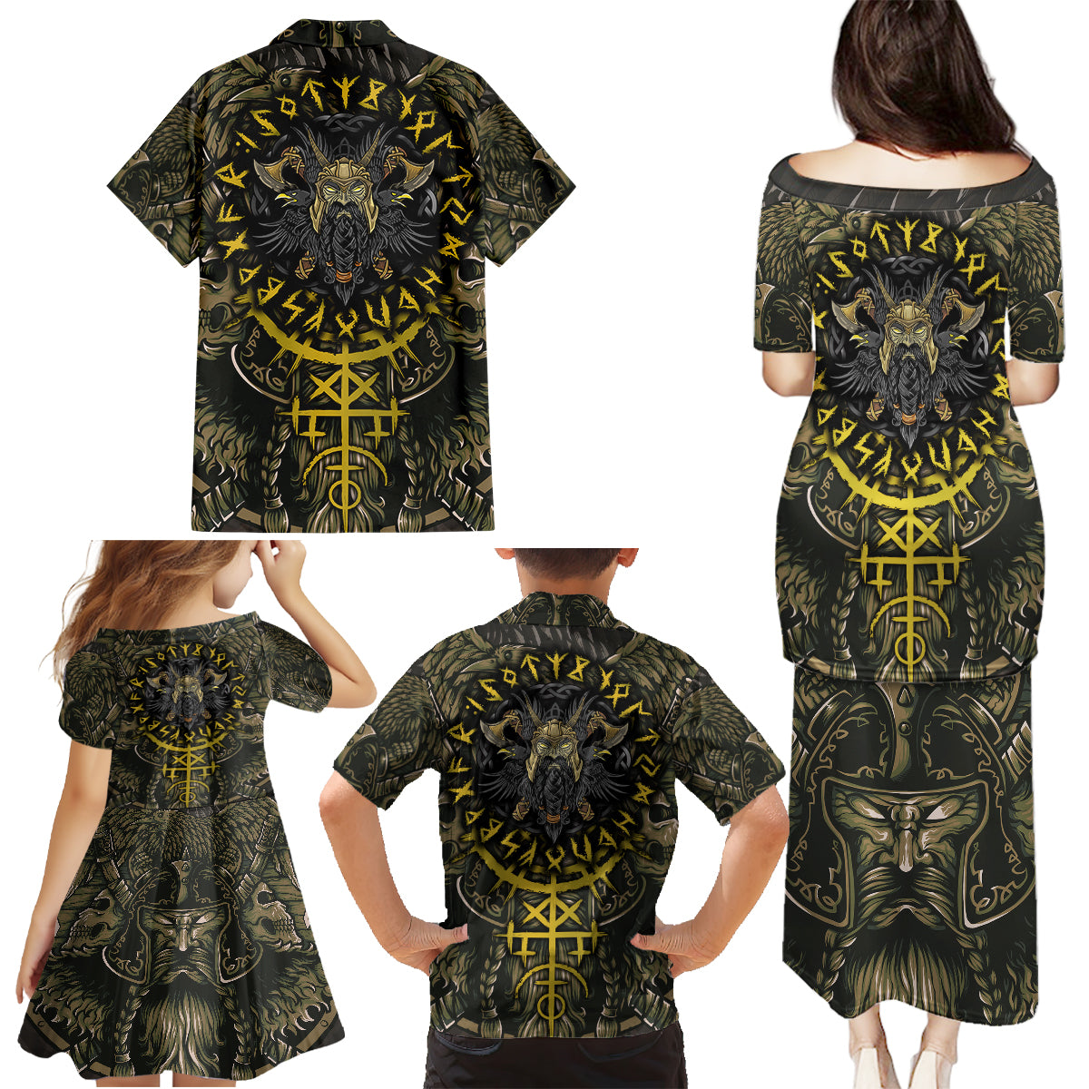 Viking Warrior Family Matching Puletasi Dress and Hawaiian Shirt - Wonder Print Shop