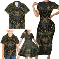 Viking Warrior Family Matching Short Sleeve Bodycon Dress and Hawaiian Shirt - Wonder Print Shop