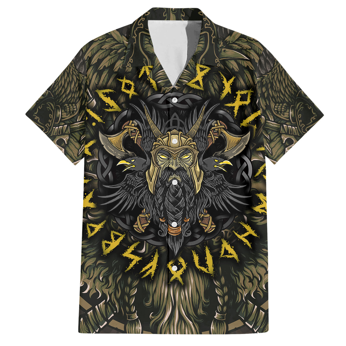 Viking Warrior Family Matching Short Sleeve Bodycon Dress and Hawaiian Shirt - Wonder Print Shop