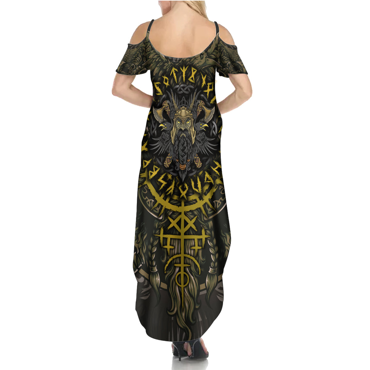 Viking Warrior Family Matching Summer Maxi Dress and Hawaiian Shirt - Wonder Print Shop