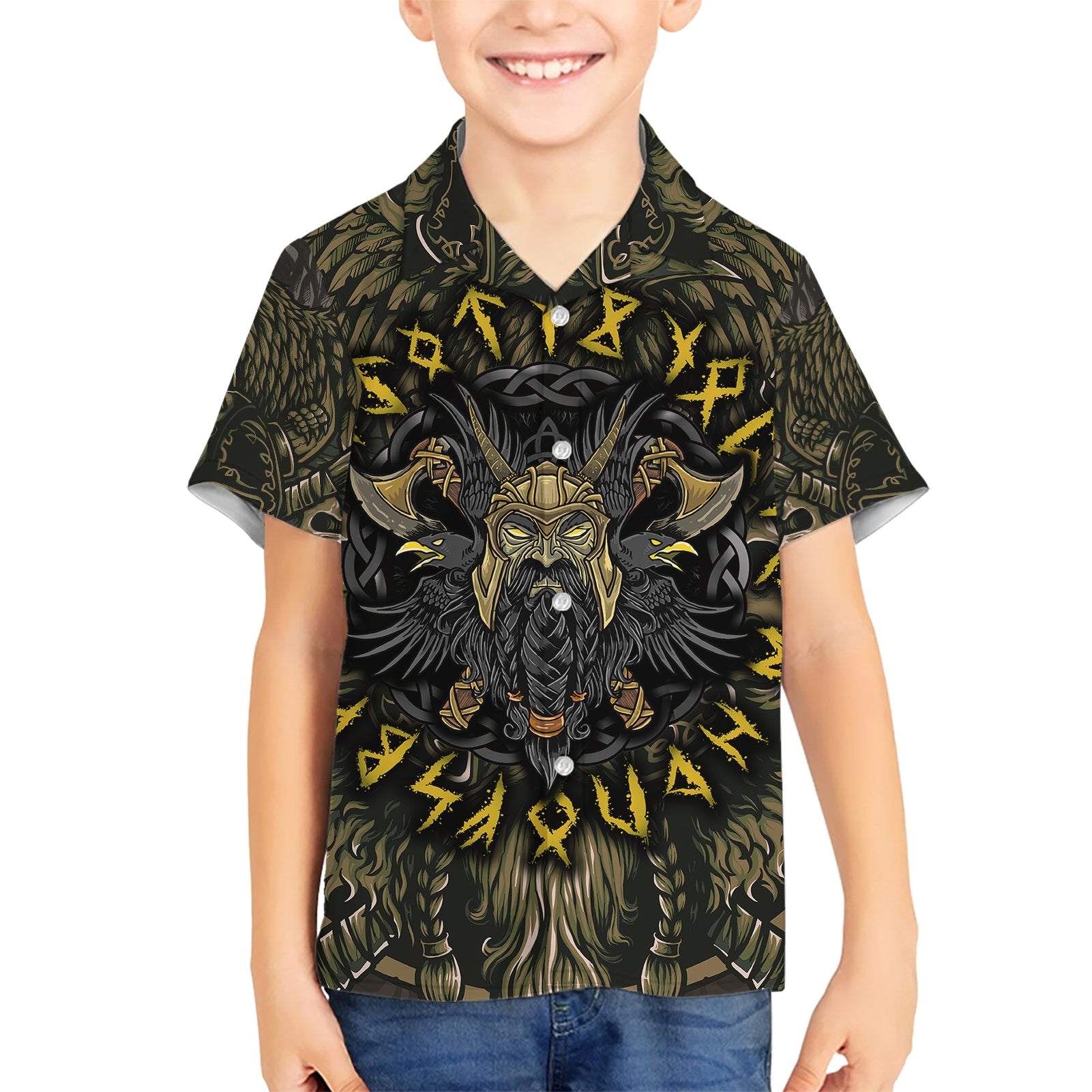 Viking Warrior Kid Hawaiian Shirt - Wonder Print Shop