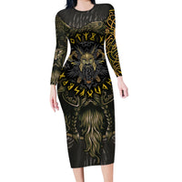 Viking Warrior Long Sleeve Bodycon Dress - Wonder Print Shop