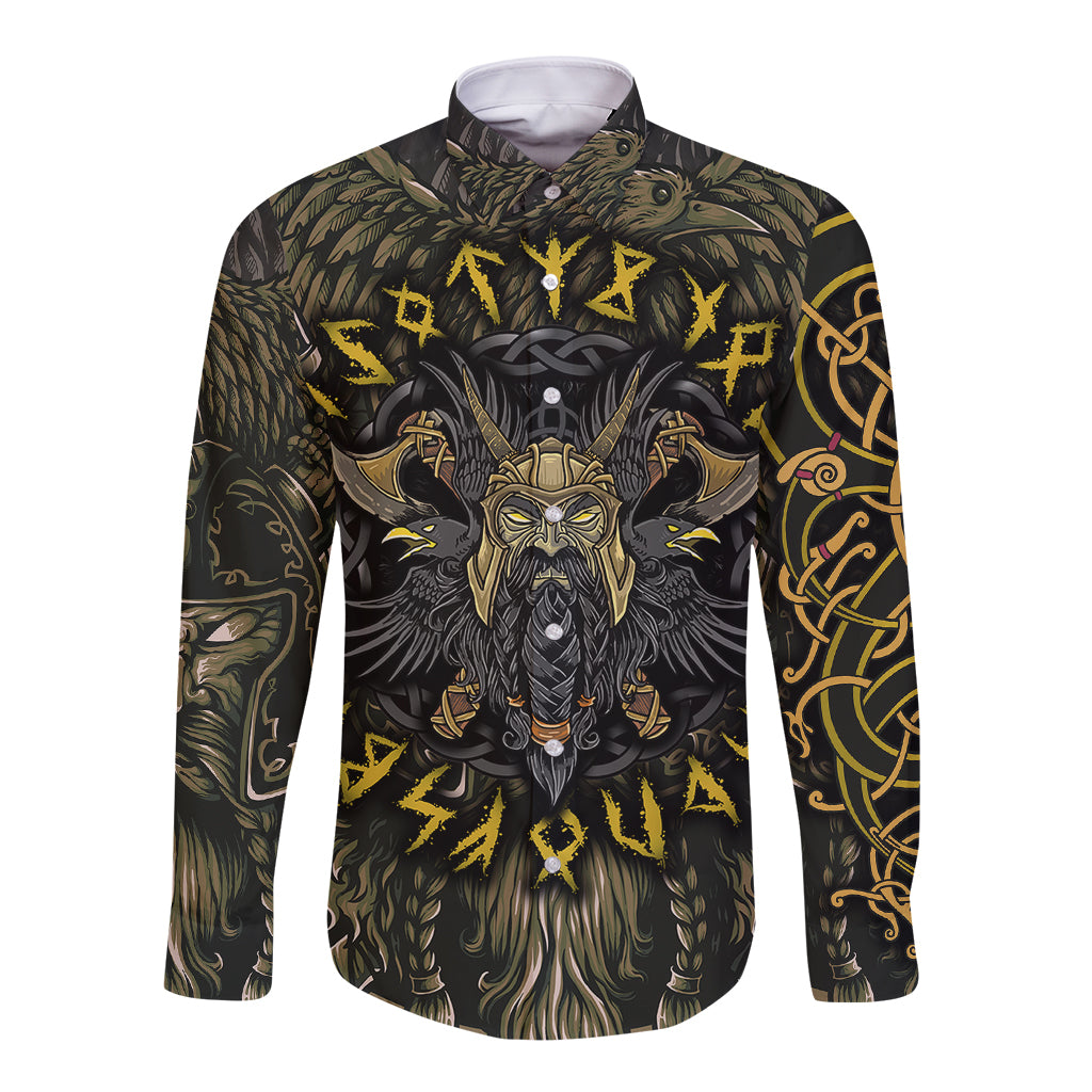 Viking Warrior Long Sleeve Button Shirt - Wonder Print Shop