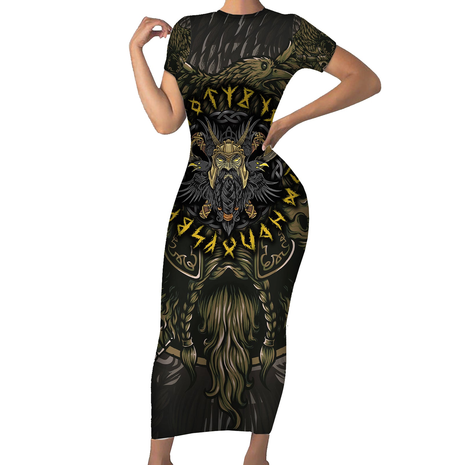 Viking Warrior Short Sleeve Bodycon Dress - Wonder Print Shop