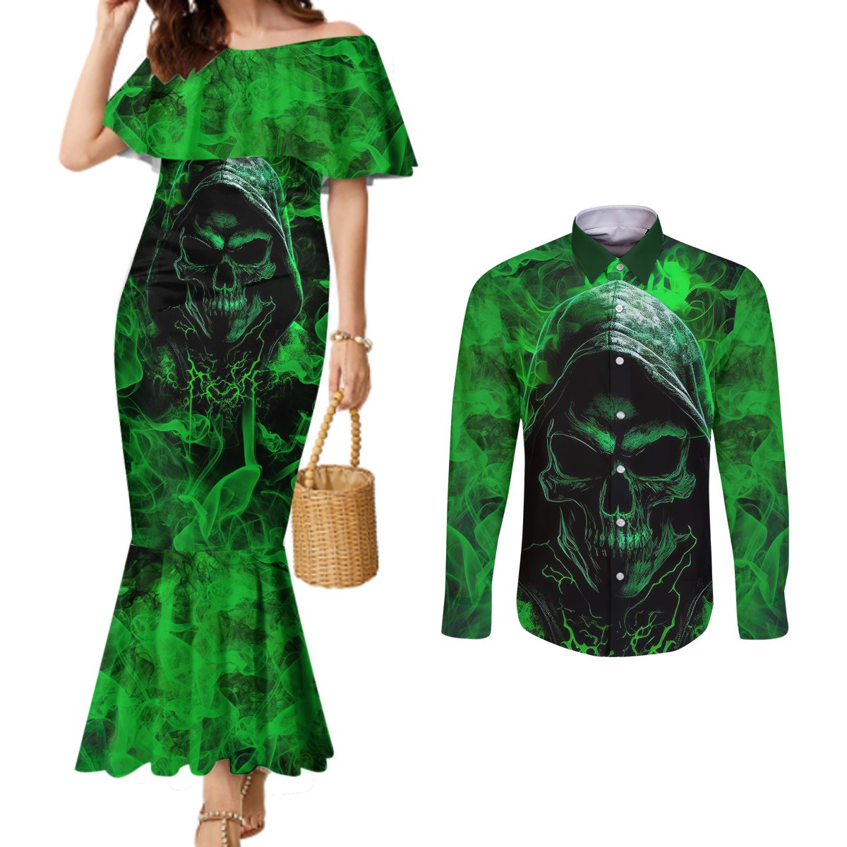 skull-couples-matching-mermaid-dress-and-long-sleeve-button-shirts-try-again-tomorrow