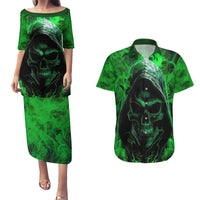 Skull Couples Matching Puletasi Dress and Hawaiian Shirt Try Again Tomorrow - Wonder Print Shop