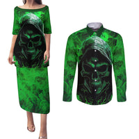 Skull Couples Matching Puletasi Dress and Long Sleeve Button Shirts Try Again Tomorrow - Wonder Print Shop