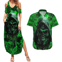 Skull Couples Matching Summer Maxi Dress and Hawaiian Shirt Try Again Tomorrow - Wonder Print Shop