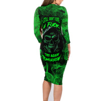 Skull Family Matching Long Sleeve Bodycon Dress and Hawaiian Shirt Try Again Tomorrow - Wonder Print Shop