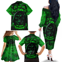 Skull Family Matching Off Shoulder Long Sleeve Dress and Hawaiian Shirt Try Again Tomorrow - Wonder Print Shop