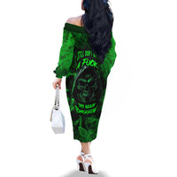 Skull Family Matching Off Shoulder Long Sleeve Dress and Hawaiian Shirt Try Again Tomorrow - Wonder Print Shop