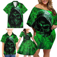 Skull Family Matching Off Shoulder Short Dress and Hawaiian Shirt Try Again Tomorrow - Wonder Print Shop