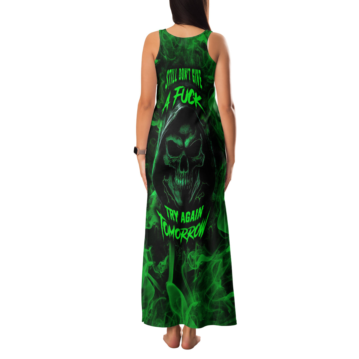 Skull Family Matching Tank Maxi Dress and Hawaiian Shirt Try Again Tomorrow - Wonder Print Shop