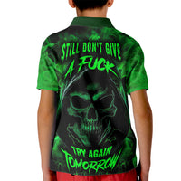 Skull Kid Polo Shirt Try Again Tomorrow - Wonder Print Shop