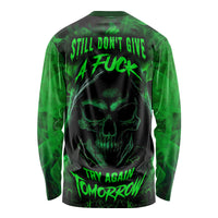 Skull Long Sleeve Shirt Try Again Tomorrow - Wonder Print Shop